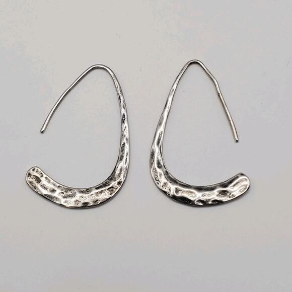 Vintage Signed C&H 925 Sterling Silver Hammered Dangle Earrings 1.5" - Picture 2 of 5